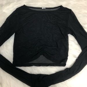 Long sleeve mesh crop top